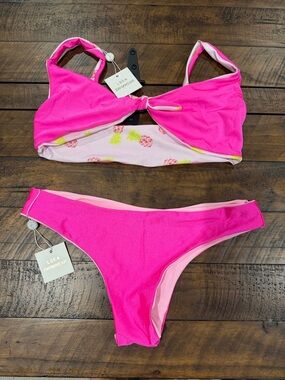 Hot Pink Pineapple Reversible Bikini
